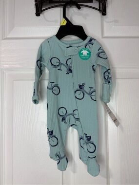 Carter's Light Blue Ribbed Footed One-Piece with Navy Bicycle Print